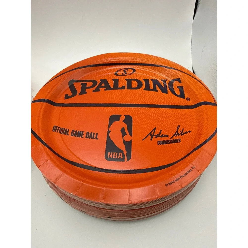NBA Spalding Basketball Paper Plates 9 Inch Party Supplies Bulk 104 Count New